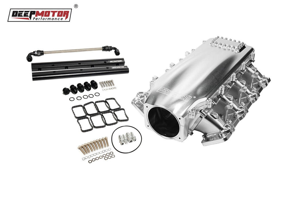 Billet CNC 102mm Intake Manifold Set with Burst Panel Flange for LS3 L92 Silver