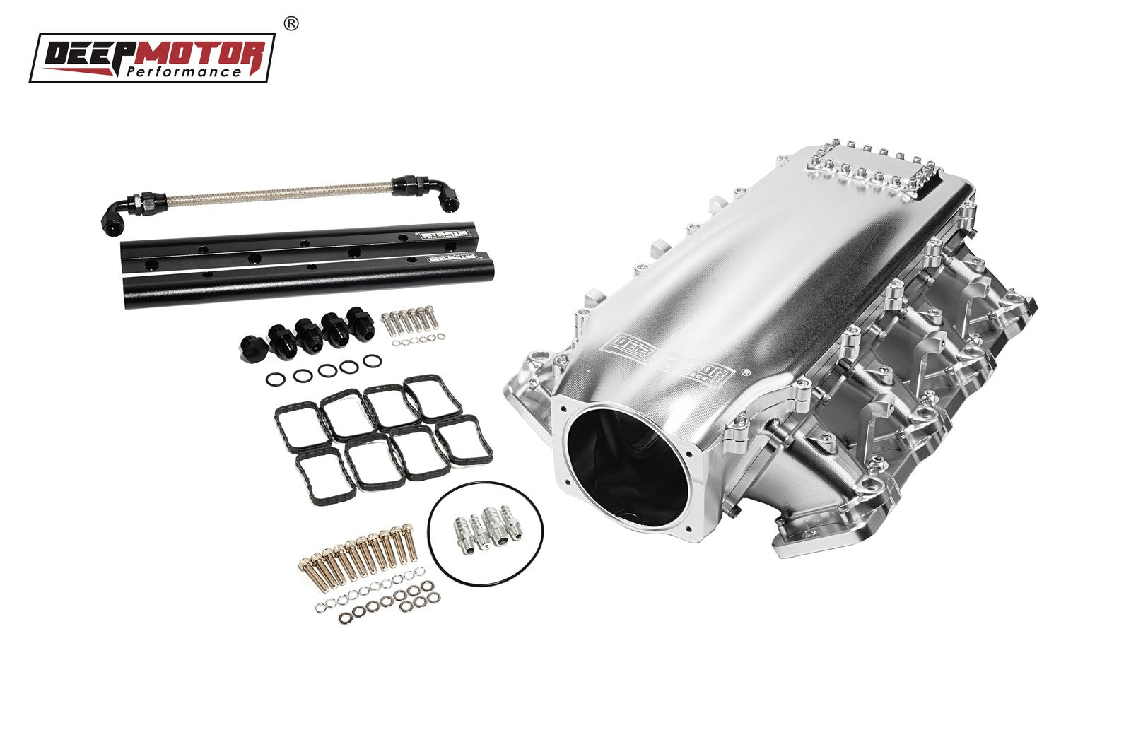 Billet CNC 102mm Intake Manifold Set with Burst Panel Flange for LS3 L92 Silver