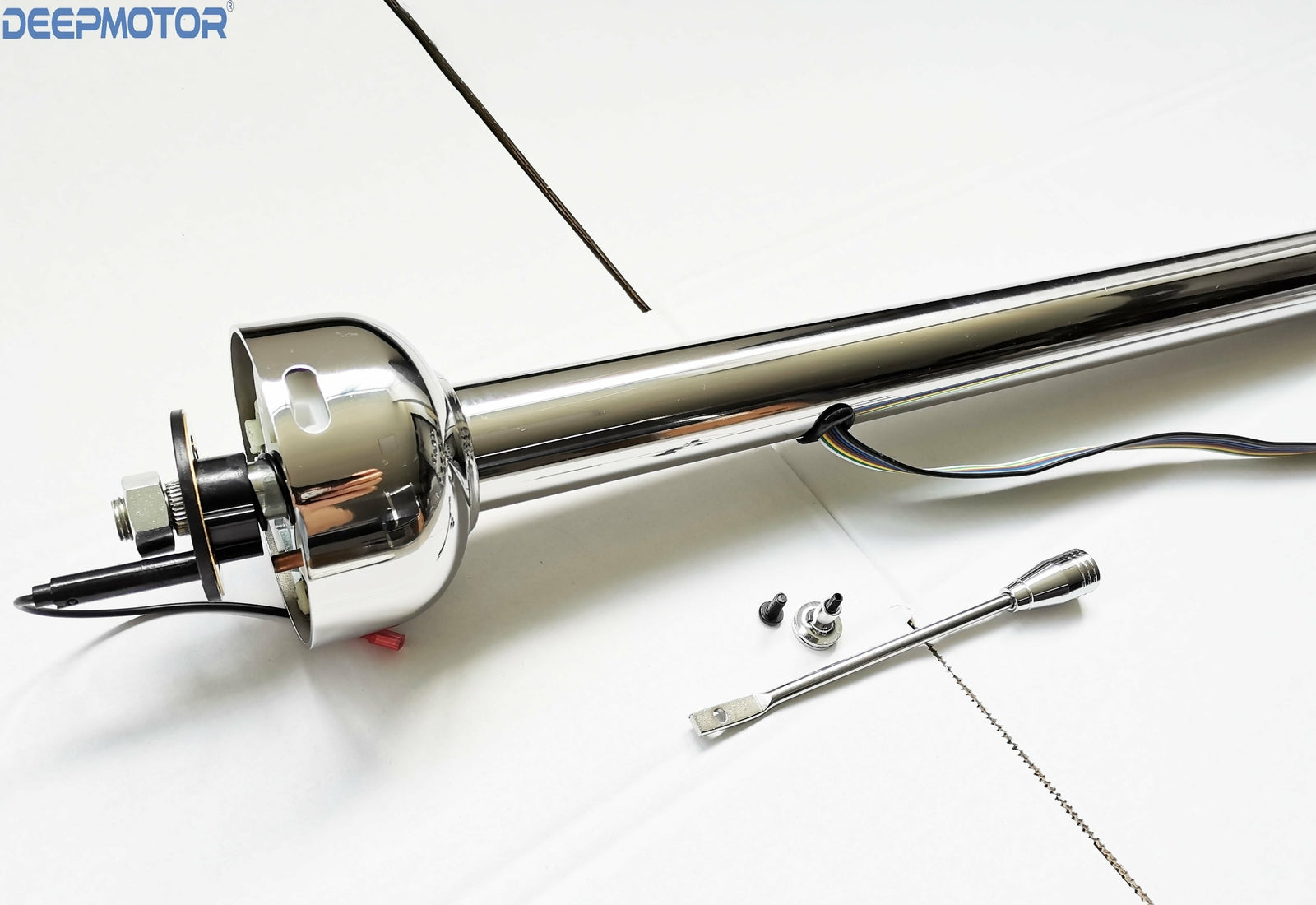 Deepmotor Universal Straight Steering Column, 30 Inch, Stainless Steel, Polish