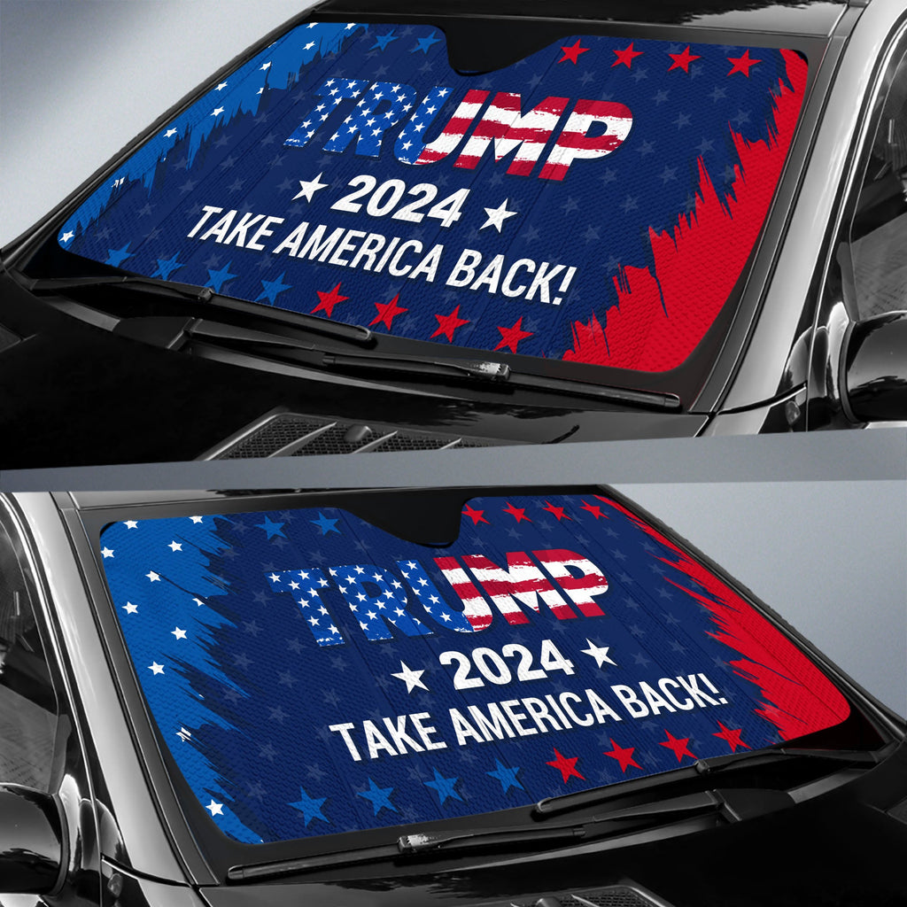 Trump 2024 Take America Back Car Sunshade, Donald Trump Fan Gift, Trump Supporters Gift, Car Sunshade C1094 - GOP