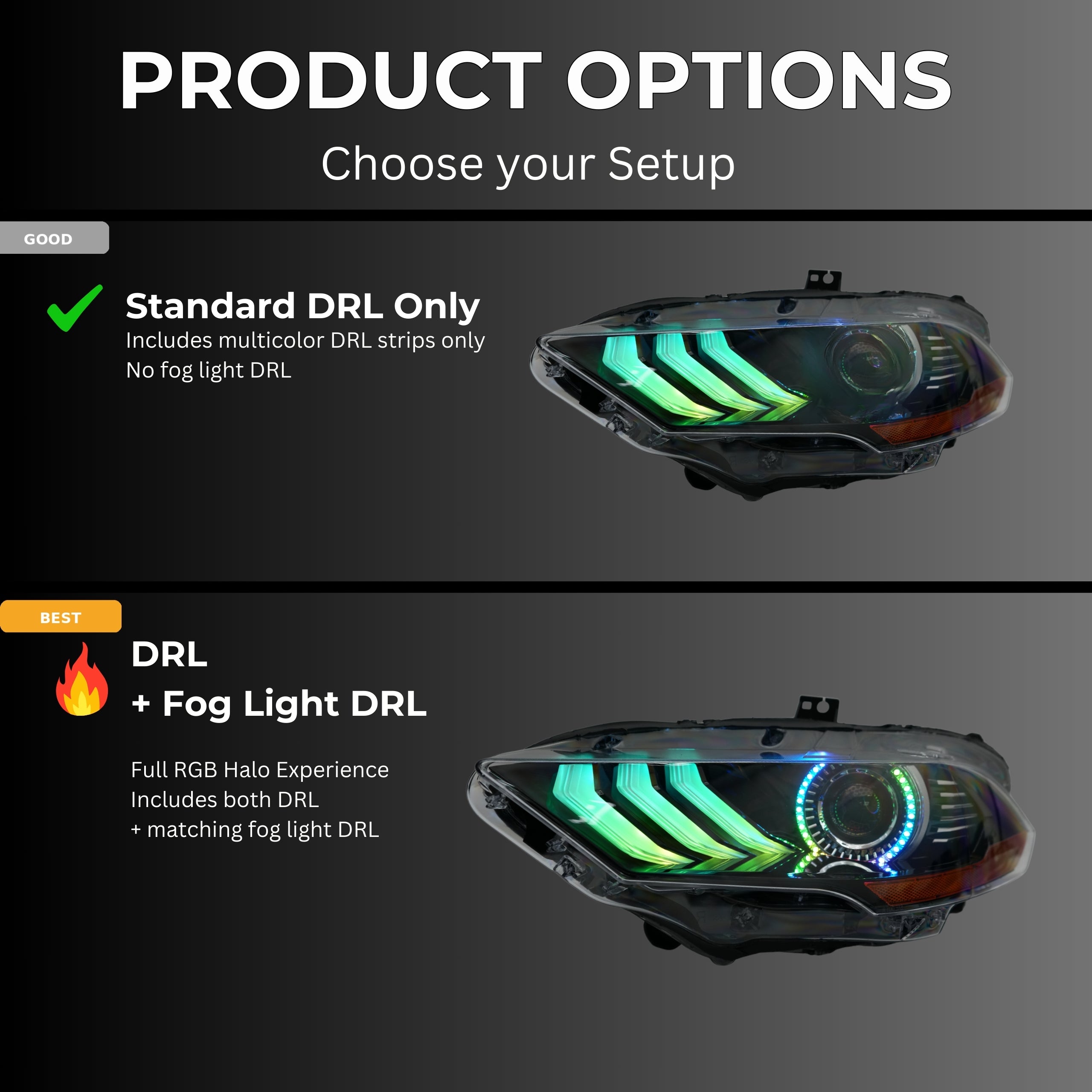 Ford Mustang Multicolor Flow Series DRL Boards (2018-2023)